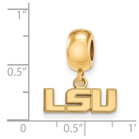 14k Gold Plated Silver Louisiana State Univ. XS LSU Dangle Bead Charm - Picture 5 of 7